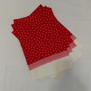Cherry red and muslin handmade valances
